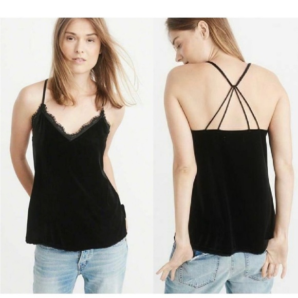 Abercrombie & Fitch Black Velvet Lace Cami - Picture 1 of 5